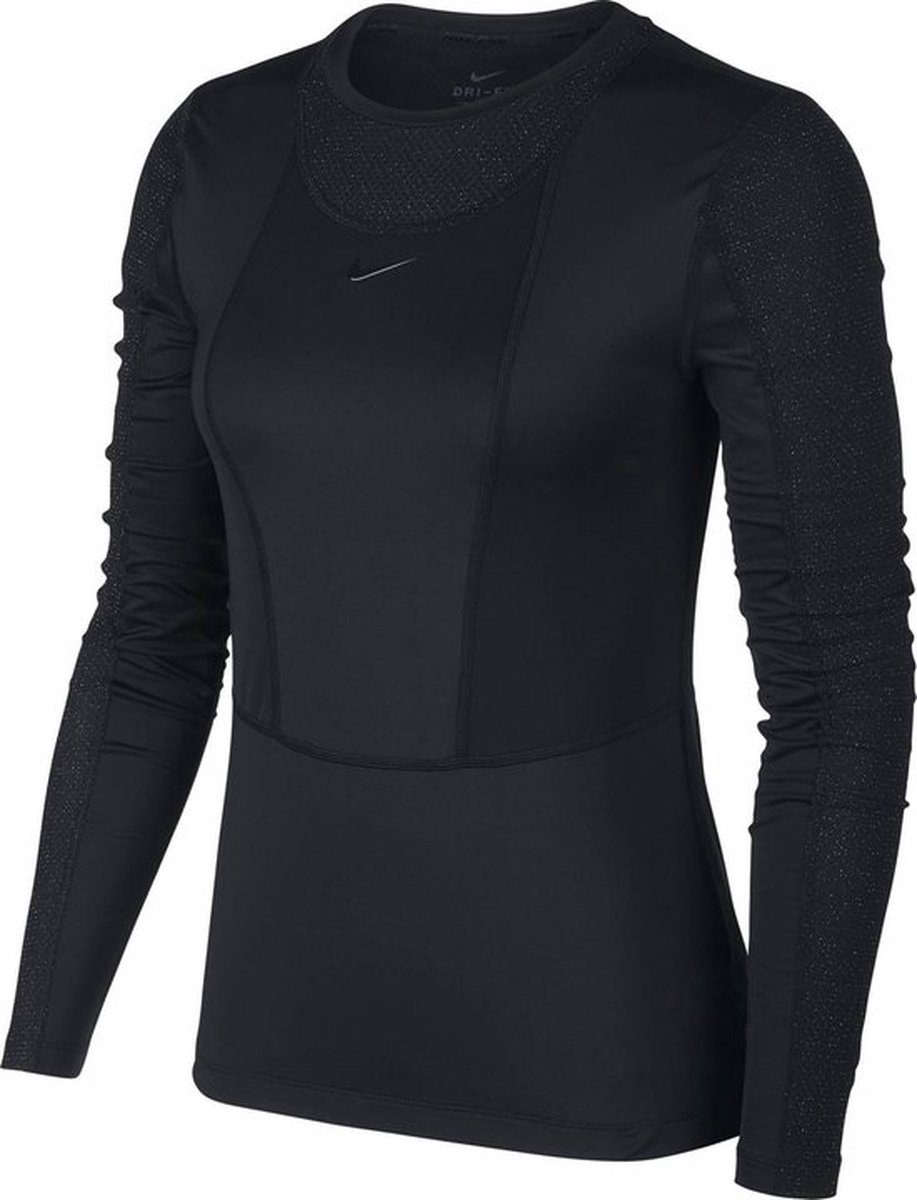 Nike W Np Ls Warm Hollywood Top Dames Sporttrui /Clear Zwart