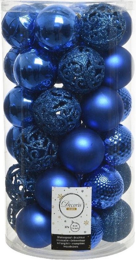 President Licht cafe 74x Kobalt blauwe kunststof kerstballen 6 cm - Mix - Onbreekbare plastic  kerstballen -... | bol.com