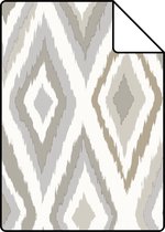 Proefstaal ESTAhome behang ikat motief grijs - 148630 - 26,5 x 21 cm