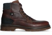 Manfield - Heren - Bruine leren veterboots - Maat 41