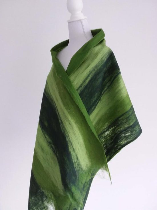 vacuüm Eeuwigdurend Bedrijfsomschrijving Handgemaakte, gevilte stola / extra brede sjaal van 100% merinowol - Groen  gestreept ... | bol.com
