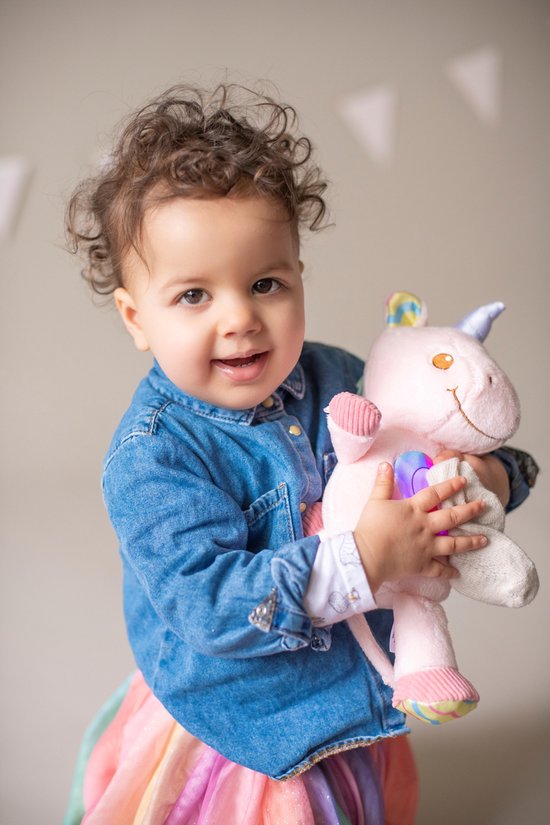 Babyspeelgoed, eenhoorn, wolk, 2-in-1, 3 ontwikkelingsstappen voor de tijd op buik en kruipen, met lichten en muziek, afneembaar sensorisch speelgoed, cadeau-idee (kerst/verjaardag) 6-36 maanden