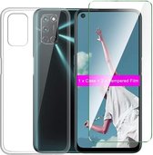 Hoesje Geschikt voor: Oppo A52 - - Soft TPU Siliconen Case & 2X Tempered Glas Combi - Transparant