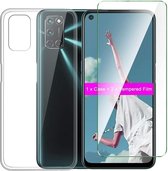 Oppo A52 - Hoesje - Soft TPU Siliconen Case & 2X Tempered Glas Combi - Transparant