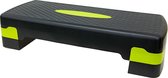 Stepper - Aerobic step - Step fitness - Stepbank - Verstelbaar - Grip platform - Extra veiligheid - 2 niveaus - 67 x 28 x 15 cm - Zwart en groen - Compact design - 2.5kg - tot 150kg