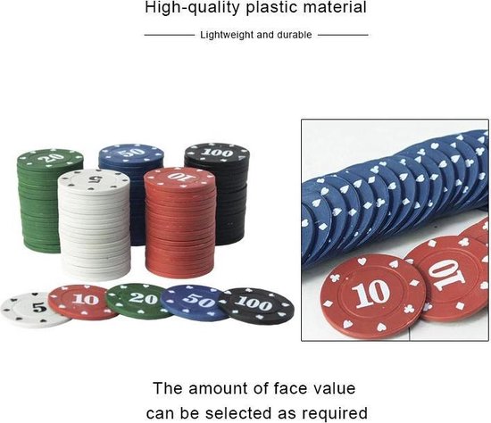 Thumbnail van een extra afbeelding van het spel 100Pcs Texas Poker Chip Tellen Bingo Chips Sets Casino Card Game