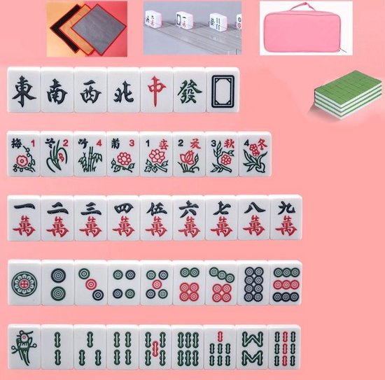 Afbeelding van het spel 4 in 1 20mm Top-kwaliteit Mini Travelling Mahjong Draagbare Acryl Majiang Set