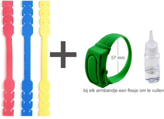 Desinfecterende Handgel Armband +  3 Mondkapjeshouders : VEILIGHEID SET- 3 MondMaskerhouders /Earsavers en 1 Ontsmettings Armband - Volwassenen - In 5 kleuren - Desinfecterende Gel Bij De Hand - Handig Op School, Openbaar Vervoer...-
