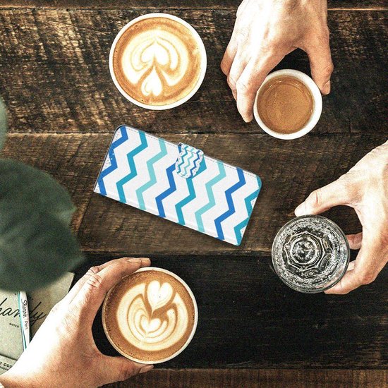 Coque OPPO A72 | OPPO A52 magnétique Cuir PU Protection Etui Housse pour Zigzag Bleu