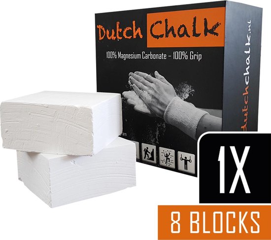 Dutch Chalk | Magnesium Carbonaat Blokken | 8 stuks | 448 gram | Gym Chalk | Crossfit | Gewichtheffen | Turnen | Klimmen | Boulderen | Paaldansen - Dutch Chalk