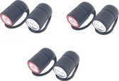 3x Fietslampen set voorlicht en achterlicht - silicone / waterdicht - inclusief 4x knoopcelbatterij CR2032 - fietslampensetje - koplamp en achterlamp
