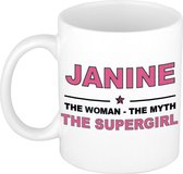 Janine The woman, The myth the supergirl cadeau koffie mok / thee beker 300 ml