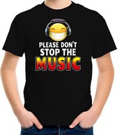 Funny emoticon t-shirt Please dont stop the music zwart kids L (146-152)