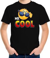 Funny emoticon t-shirt Mr.Cool zwart kids L (146-152)
