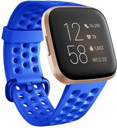 Fitbit Versa siliconen bandje met gaatjes - Blauw - Maat S