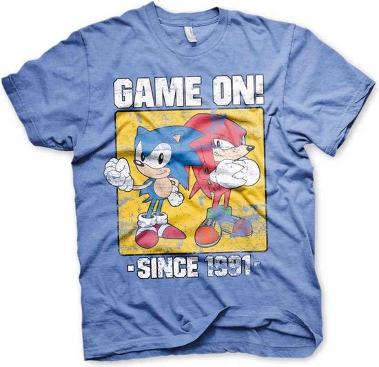 Sonic The Hedgehog Heren Tshirt -M- Game On Since 1991 Blauw/Grijs