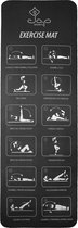 JAP Sports - Yogamat - Anti slip met 12 oefeningen - Fitness, workout, aerobics etc. - Extra dik - Zacht en licht - Eco friendly - Anti bacterie - Zwart