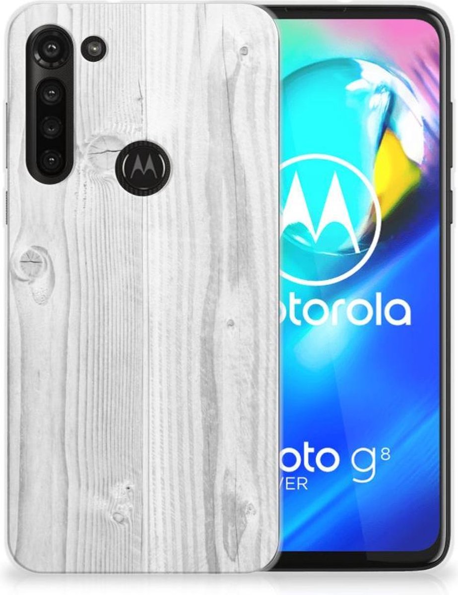 Motorola Moto G8 Power Bumper Hoesje White Wood
