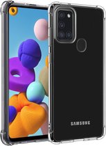 Hoesje Geschikt voor Samsung A21s Hoesje Shockproof Case - Hoes Geschikt voor Samsung Galaxy A21s Hoes Cover Siliconen - Transparant