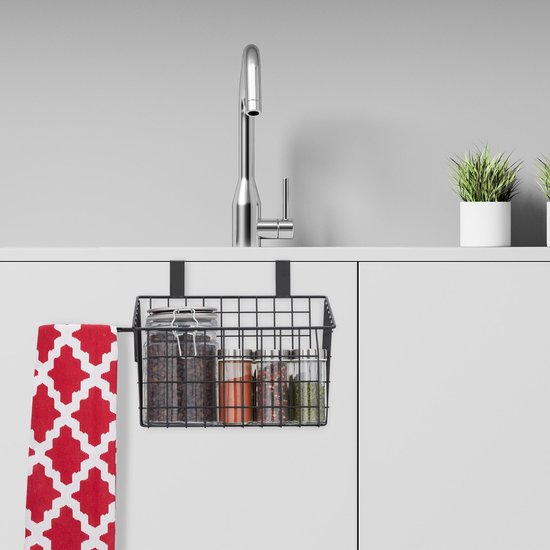 WENKO Deurrek XL, rek om op te hangen, met 4 manden van verchroomd staal, hangrek ideaal voor keuken en badkamer, 50 x 109 x 14 cm
