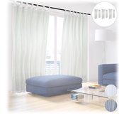 Relaxdays 8 x vitrage met lussen - voile - effen - polyester glasgordijn - gordijn crème