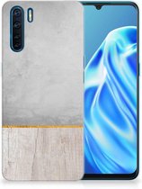 Smartphone hoesje OPPO A91 Backcase Siliconen Hoesje Wood Beton