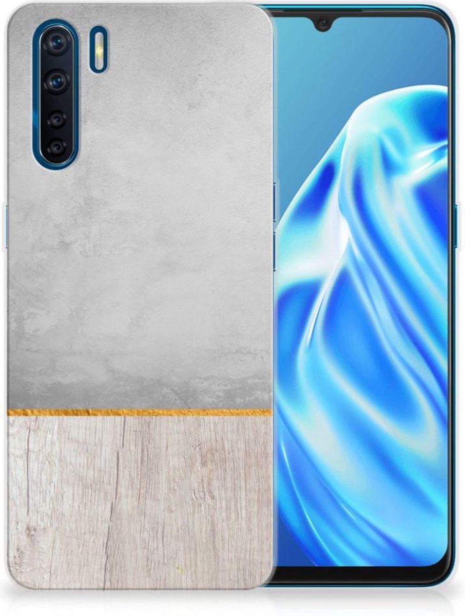 OPPO A91 Bumper Hoesje Wood Concrete