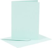 Kaarten en enveloppen, afmeting kaart 10,5x15 cm, afmeting envelop 11,5x16,5 cm, 110+220 gr, lichtblauw, 6 set/ 1 doos