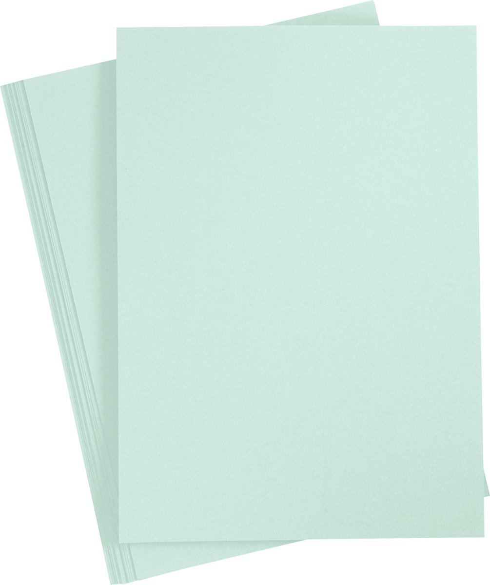 Karton, A4, vel 210x297 mm, 210 gr, pastel groen, 10 vel/ 1 doos