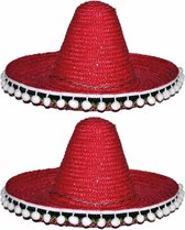 Set van 2x stuks mexicaanse Sombrero hoed voor kinderen 25 cm - Verkleed hoeden en accessoires