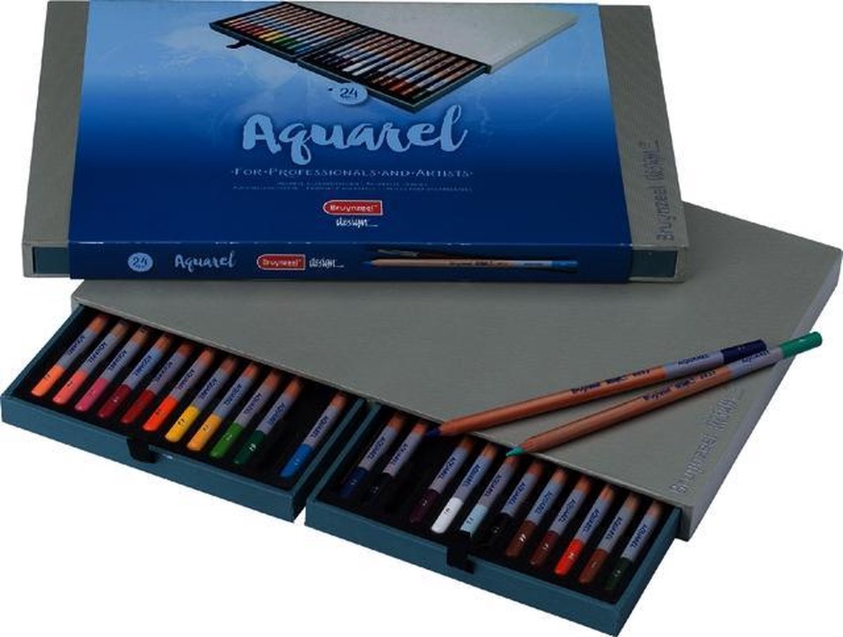 Druif klei Kaap Bruynzeel Design Aquarel box - 24 aquarelpotloden met penseel | bol.com