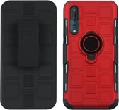 Voor Huawei P20 3 in 1 Cube PC + TPU beschermhoes met 360 graden draaien zwarte ringhouder (rood)