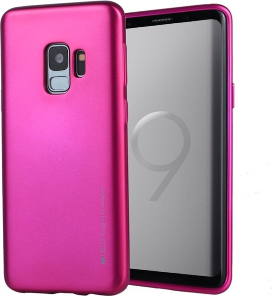 Let op type!! MERCURY GOOSPERY  I JELLY METAL for Galaxy S9 TPU Full Coverage Soft Protective Back Case(Magenta)