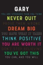 Gary You Are Stronger Than You Think Never Quit Prove Them Wrong Dream Big You Have What It Takes Think Positive You Are Worth It Dont Stop Believing