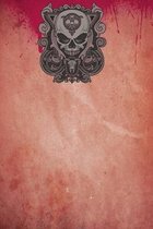 Bloody curly skull on paper upper corner notebook