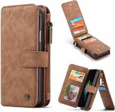 CaseMe - iPhone XR hoesje - Wallet Book Case met Ritssluiting - Bruin
