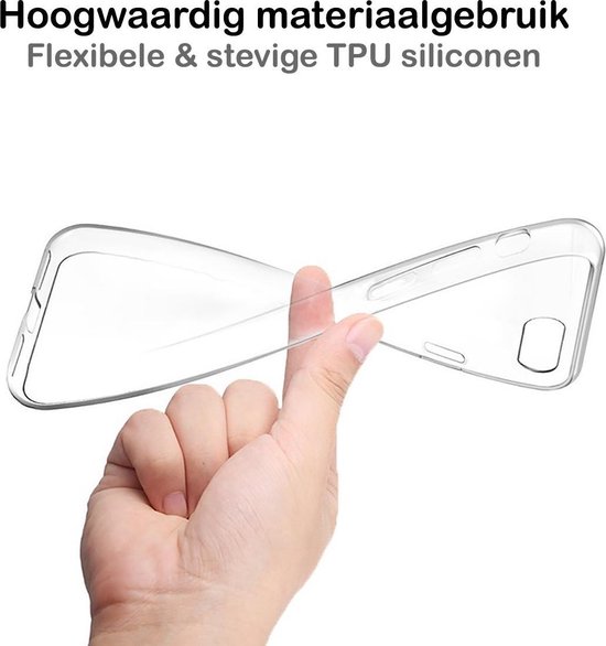 Flexibele transparante TPU siliconen hoes, in handen van een persoon.