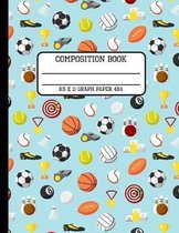 Composition Book Graph Paper 4x4: Trendy Sports Enthusiast Back to School Quad Writing Notebook for Students and Teachers in 8.5 x 11 Inches