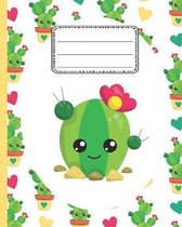 Kawaii Cactus Notebook: Cute Back to school Wide Ruled Notebook for Girls