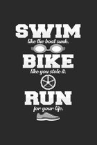 Swim bike run: 6x9 Triathlon - dotgrid - dot grid paper - notebook - notes