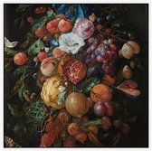 Festoen van vruchten en bloemen, Jan Davidsz. de Heem - Foto op Akoestisch paneel - 100 x 100 cm