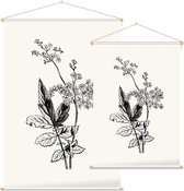 Moerasspirea zwart-wit (Meadow Sweet) - Foto op Textielposter - 120 x 180 cm