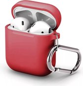 Let op type!! Split dikke silicone oortelefoon beschermhoes voor Apple AirPods  met haak (rood)