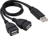 USB 2.0 Male to 2 Dual USB Female Jack Adapter Kabel voor Computer / Laptop, Length: About 30cm(zwart)