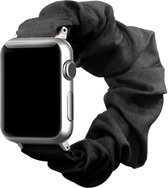 Geschikt voor Apple Watch 45MM / 44MM / 42MM Bandje Elastische Scrunchie Zwart