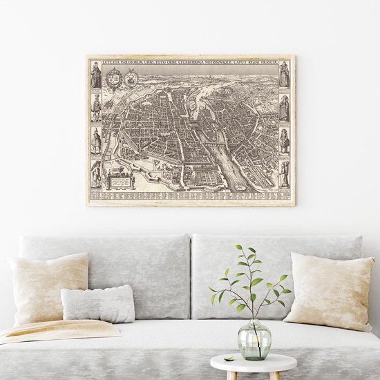 Een oude kaart van Amsterdam. Historische kaart van Amsterdam, Oud Amsterdam van Nederlands