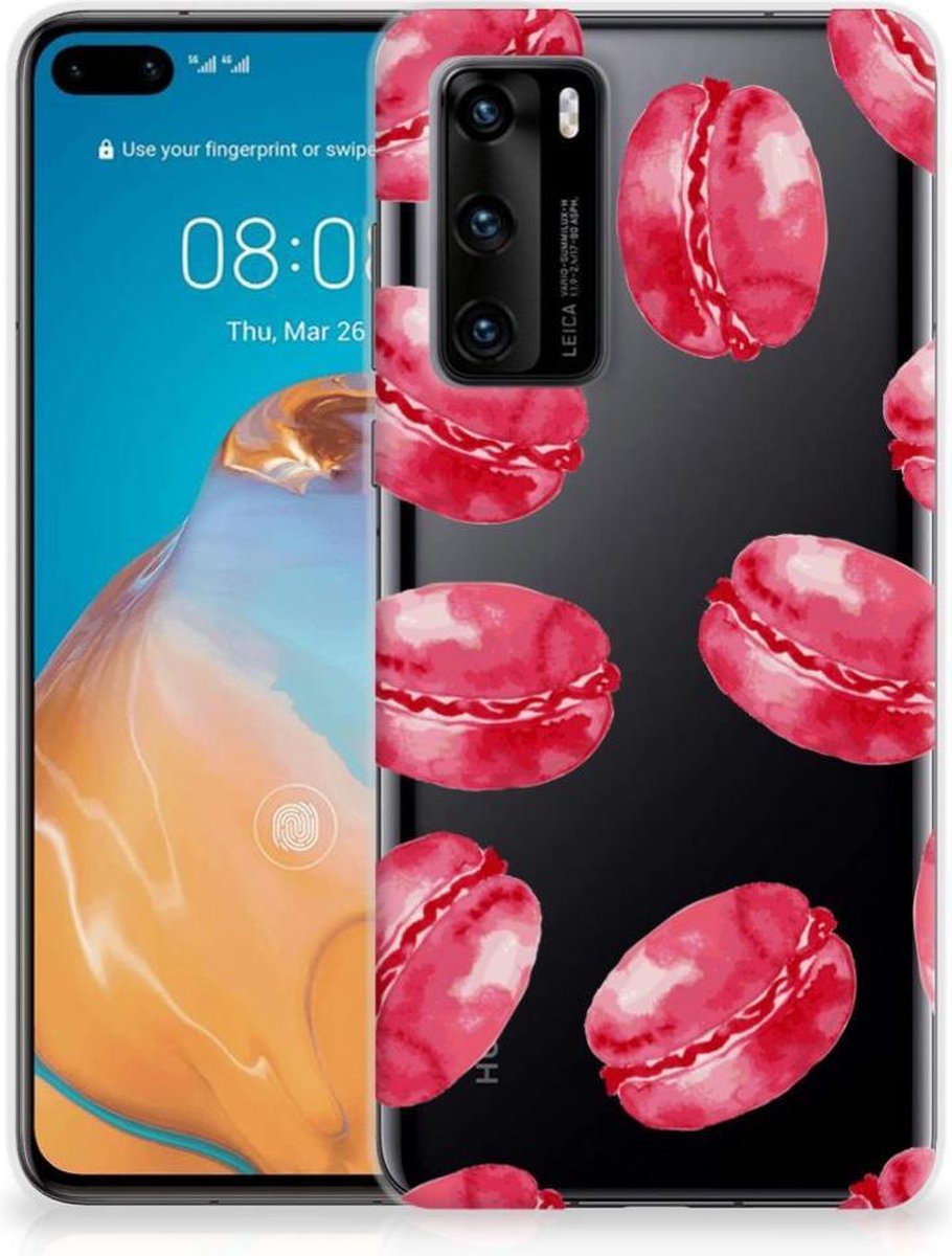 Huawei P40 Siliconen Case Pink Macarons