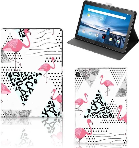 Foto Hoesje Lenovo Tablet M10 Hoesje met Standaard Flamingo Triangle