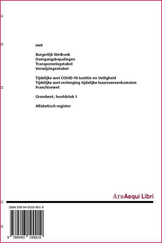 Ars Aequi Wetseditie  -   Burgerlijk wetboek 2020/2021 - Ars Aequi Libri