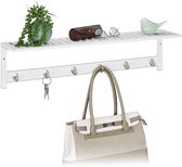 muur kapstok hangend - met hoedenplank - 6 haken - 18x75x16 cm - bamboe